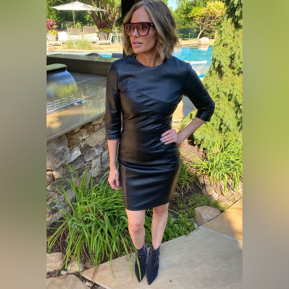 Stunning Antonio Melani Black Faux Leather Sheath Dress - Women's
